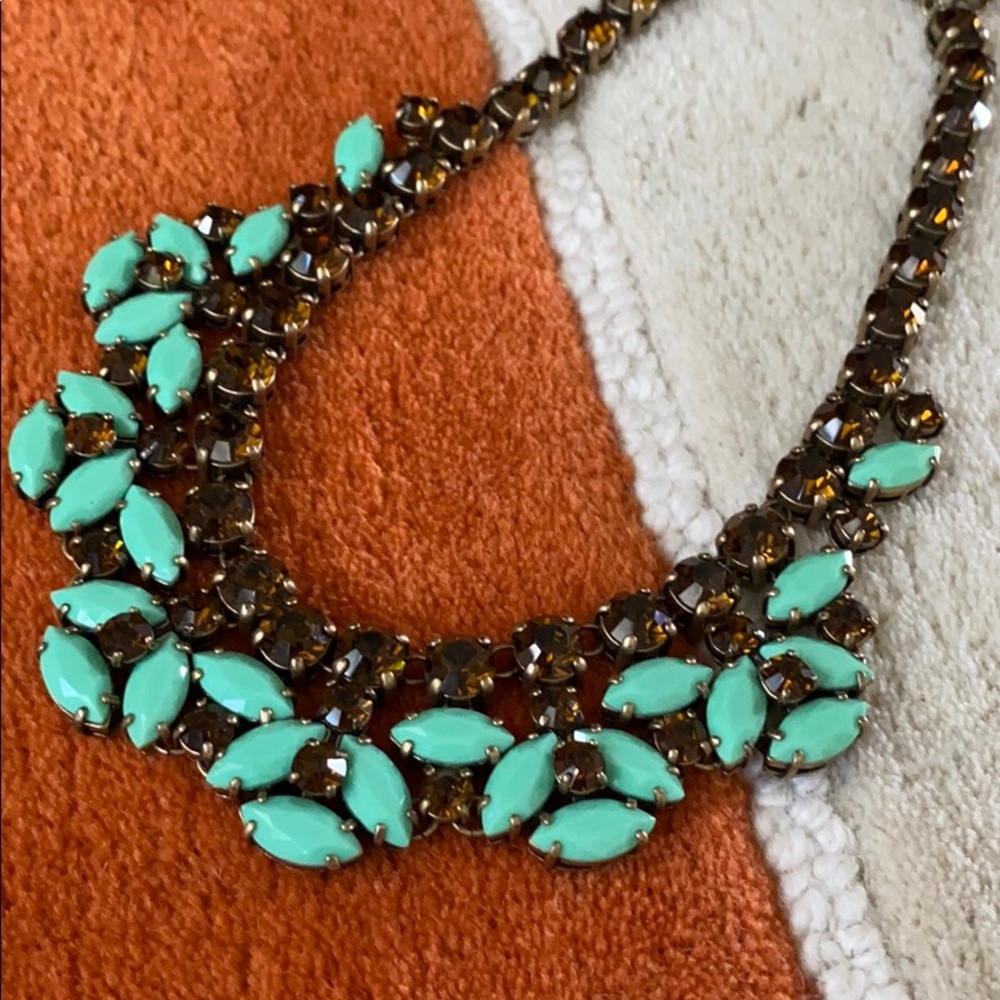 J Crew Mint Crystal Fall Statement Necklace - image 2
